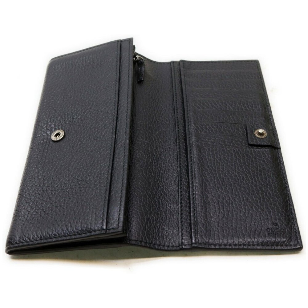 #04 💯Authentic Gucci Long Wallet Black Leather